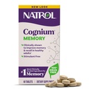 Natrol Cognium Memory, Brain Health Supplements Felnőttek számára, Brain Memory kiegészítők, Enhances Mental Agility egészséges felnőttek, 60 tabletta, Akár egy 30 napos ellátás