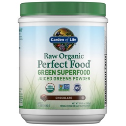 Kert az élet nyers szerves tökéletes élelmiszer zöld Superfood Juiced Greens Powder - Csokoládé, 30 szervizek - Non-GMO, Gluten Free, Vegan teljes élelmiszer étrend kiegészítés, Plus probiotikumok és enzimek