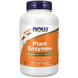 Now Foods kiegészítők, Növényi Enzimek laktáz, proteáz, Papain és Bromelain, 240 Veg kapszula
