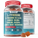 11-IN-1 Brain Ergänzung für Gedächtnis und Fokus mit L-Tyrosin L-Theanin, methyliert B12 & B6, Lion's Mane Mushroom, Ginkgo Biloba, Bacopa Monnieri, Choline für Fokus, Nootropic, Energy, 2Packs