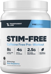 Átlátszó Labs Stim- Free Pre- Edzés - koffein & Stim Free Pre Workout Powder for Men and Women with Beta Alanine Powder, Citrulline Malate, & lift ATP - 30 Servings, Blue Raspberry