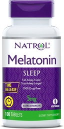Natrol Time- Release Melatonin 5 mg, Diétás kiegészítés a nyugalmi alváshoz *, 100 tabletta (2-es csomag), 200 napos ellátás