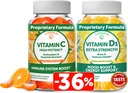 Lunakai C-vitamin és D3-vitamin Gummies Bundle - 300mg Organic, Non-GMO, Vegan rágógumi - Immunitás, Csont- és hangulattámogatási kiegészítés felnőttek számára
