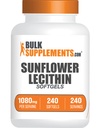BulkSupplements.com Sunflower Lecithin Softgels - Lecithin Supplement, Sunflower Lecithin 1080mg - Vitality Support, Gluten, 1 Softgel per Serving, 240 Count (1-es csomag)