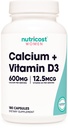 Nutricost Kalcium (600mg) + D3-vitamin (12,5µg) nők számára, 180 kapszula - Vegan, Non-GMO, glutén mentes - 60 szervadék