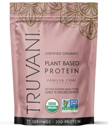 Truvani Vegan Pea Protein Powder 124; Vanilla Chai) 124; 20 g Szerves Növényi Alapú Protein