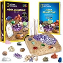 NEMZETI GEOGRAPHIC Mega Gemstone Dig Kit - Dig Up 15 Real Gemstones and Crystals, Science Kit for Kids, Gem Digging Kit, Ajándék lányoknak és fiúknak, Bányászati Kit, Rock Collection