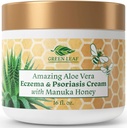 Manuka Honig Eczema Creme Feuchtigkeitsspendende Lotion für Psoriasis Relief - juckend, trockene Haut Rash Salbe -Skin beruhigende Feuchtigkeitscreme Baby Kinder & Erwachsene-hohe Kraft Körper & Gesichtscreme 16oz