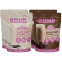 Bomba bombák Co. Bomba növény fehérje, csokoládé és vanília fehérje por 21g fehérje, Amino-acidek, Zéró cukor, Borsó fehérje, Cocoa, Chia magok, Vanilla & Monk gyümölcs, 60 Srvgs