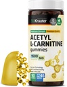 BIO KRAUTER Acetyl L Karnitin Gumies - 1500 mg Erő - 90 Vegan Chews - Amino Acid Acetil L Karnitin kiegészítés - Pectin- alapú, Non-GMO