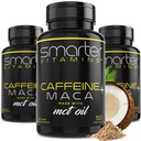 (3 csomag) Smarter Energy Pills, 200mg koffein & Kókusz MCT Olaj Maca Root, 150 folyékony Softgels