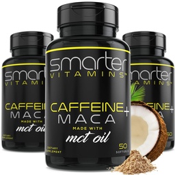 (3 csomag) Smarter Energy Pills, 200mg koffein & Kókusz MCT Olaj Maca Root, 150 folyékony Softgels