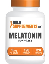 BulkSupplements.com Melatonin 10 mg Softgels - Melatonin felnőtteknek, Alváskiegészítés - 10 mg Melatonin per szerving, gluten Free, 1 Softgel per serving, 120 Count (1-es csomag)