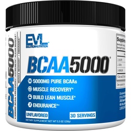 Evlution EVL BCAA Amino Acids Powder - BCAA Powder Post Workout Recovery Drink and Stim Free Pre Workout Energy - 5g Branched Chain Amino Acids Supplement for men - Nem ízesített