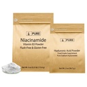 PURE EREDETI ÖSSZETEVŐK Hyaluronic Acid és Niacinamide Bundle, Különféle méretűek, Flush- Free, Fine Powders
