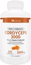ML Naturals Triple Strength Cordyceps 3000 Made with Organic Cordyceps, 240 növényi kapszula. Egészséges immuntámogatás, Non-GMO, NSF-Certified & cGMP- Compliant Third-Party Lab Tested.