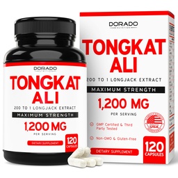 Tongkat Ali For Men 1200mg (200-1 kivonat) - 120 kapszula - Longjack kiegészítés - Premium Tonkat- Ali kiegészítés - Support Strength, Drive, Athletic Performance & Muscle Mass - Gluten Free & Non- GMO