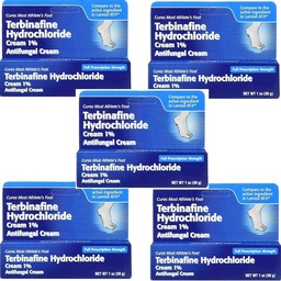 Terbinafine hydrochloride 1% for 1 week Athlete 's Foot Treatment AntiFungal Cream Fast Systems Relief & Prevents Recurrence 1 oz. (30 g) 5 Pack