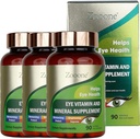 zooone- Lutein Eye Vitaminok kiegészítés Macular Health and Dry Eye, Lutein, Cink, Vitamins C / E & Zeaxantin, hogy támogassa a szem egészségét, 90 tabletta (3)