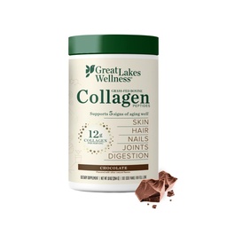 Nagy-tavak Wellness Collagen Peptides por a bőr, haj, köröm, ízületek és emésztés - Csokoládé ízesítve - gyors oldás hidrolizált, nem-GMO, Kosher - 10 oz