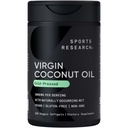 Sports Research ® Organic Coconut Oil Capsules 3000MG - Cold Pressed Extra Virgin Coconut Oil with Medium Chain Triglicerids (MCTs) - Vegan Friendly & Non- GMO Verified - 120 Softgels