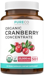 Organic Cranberry Pills - 50: 1 Koncentrátum 25,000mg friss Cranberry (Vegan) a vizeleti Tract Health & Kidney Cleanse - Cranberry Pills for Women - UTI Supplement - 60 kapszula