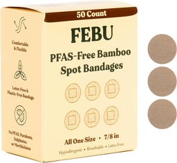 FEBU Eco-Friendly Bamboo Fabric Bandages - 124; PFAS Ingyenes kötszer tekercsekhez & Cuts - 124; Flexible Fabric Bandage - 124; Full Compostable, Latex Free Bandage - 124; 50 Count Spot