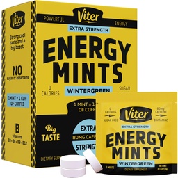 Viter Energy koffein ments 80mg extra erő - 90 darabkák koffein B Vitaminok. Sugar Free Vegan Breath Menta. Energia Nootropic Focus booster a gyors éberség (Wintergreen Flavor, 30 csomag)
