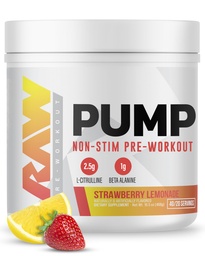 RAW Pump Stim ingyenes előzetes edzés (Strawberry Lemonade) - Non-Stimulant előedzés kiegészítés Por Nitric Oxide booster - Előedzés kiegészítők ital edzés közben - 40 szerváció