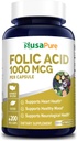 NusaPure Folic Acid 1000mcg 200 Veggie Caps (nem GMO, vegetáriánus, glutén mentes)