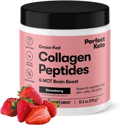 Tökéletes Keto Collagen Peptides fehérje por MCT olaj, hidrolizált Collagen, I-es és III-as típusú kiegészítés, Gluten ingyenes fű Fed, Alacsony szénhidrát, Keto kávé Creamer, Collagen a nők és férfiak, Strawberry