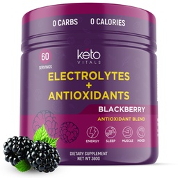 Keto Vital Antioxidáns Elektrolitok Por - Kever Keto Elektrolitok Káliummal, Magnézium, Nátrium, és Kalcium - No Sugar Electrolyte Drink Mix & Hydration Powder, 60 Servings, BlackBerry