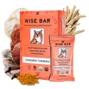 WISE BAR Adaptogen gombaeledel bárok Reishi, Lions Mane & Ashwagandha, Organic Vegan & Gluten Free Snack for Natural Focus, Energy & Immunity Support, Fahéj Turmix Flavor, 12 gróf