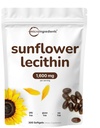 Micro Ingredients Sunflower Lecithin 1,600mg Per Serving, 300 Softsvels W.124; Fenntartható mezőgazdasági forrás, hideg préselt, Gazdag foszfatidil Choline-ban
