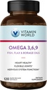 Tripla Omega 3-6-9 3000mg-os vitamin halakkal, Flax-szal, Borage & Esther Primrose Olajokkal, Omega3 zsíros acidokkal EPA & DHA-val, Támogató szív, agy & Immune Health, Gluten Free, 120 Softgels