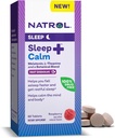 Natrol Alvás + Nyugodt Melatonin 6 mg L- Theanine 50mg és a botanikai keverék, Diétás kiegészítés a nyugodt alvás és a nyugodt elme és a test, 60 Raspberry- Ízesített gyors feloldó tabletta, 60 napos ellátás