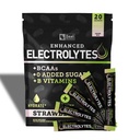 Fokozott elektrolit por stick csomagok (Strawberry Kiwi) w / 0 Sugar + BCAA + B- Vitamins Electrolyte Supplement w Kálium Cink & Magnézium Hydration - Keto Electrolytes
