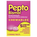 Pepto Bismol rágótabletta, gyomorpanaszok enyhítése, hányinger enyhítése, szívégés enyhítése, emésztési zavar enyhítése, hasmenés elleni gyógyszeres kezelés felnőttek számára - 5 symphyreosis enyhítése, 12 rk