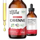 Wild & Organic Cayenne Pepper tinktúra - Emésztési támogatás kapszaicin kivonattal - Cayenne Pepper Folyékony cseppek az általános jólét érdekében - Vegán, Sugar & Alcohol- Free - 4 fl oz