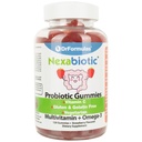 DrFormulas Multivitamin Gummees Omega 3-mal és Probiotics gyerekeknek és felnőtteknek C-vitamin 124; Nexabiotic with A, C, D3, E, B6, B12, and Cink, Biotin, Folate 124; Halal vegetáriánus, 120