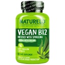 NATURELO Vegan B12 - Metil B12 organikus spirulinával - magas potenciájú B12-vitamin 1000 µg metilkobalamin - Támogatja az egészséges hangulatot, energia, szív és szem egészséget - 90 kapszula