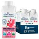 Kate FARMS Organic Kids Nutrition Shake, Strawberry, 8g protein, 27 Vitaminok és ásványi anyagok, Étkezés, Protein Shake, Nem-GMO, 8.45 oz (6 csomag)