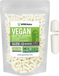 XPRS Nutra mérete 0 üres kapszula - 100 darab üres vegán kapszula - vegetáriánus tabletták - DIY növényi kapszula töltelék - Veggie Pill Caps Do- It- Yourself kiegészítők (fehér)