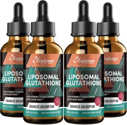 2000MG Liposzómás Glutationos folyadékcseppek, Ultra magas abszorpció, természetes méregtelenítés, immunrendszer és bőr szupproszt *, L- glutation, C-vitamin és hialuronsav, kapszula Alternatív, 8.08 OZ