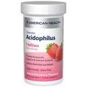 AMERIKAI EGÉSZSÉGÜGYI Napi rágótabletta Acidophilus, 1 milliárd élő tenyészet, Jótékony baktériumok az emésztő és immunrendszer, Strawberry, 60 gróf