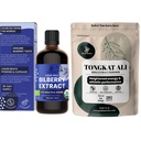 Dzsungel Powders Tongkat Ali for men Powders 200: 1 kivonat 5 Ounce Bag, Wild Bilberry kivonat Szemek Organic 3.4oz Üveg áfonya kiegészítés szemeknek