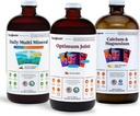 LIQUIDHEALTH Muscles, Bones & Joints Liquid Vitamin Bundle-val Napi Multi Mineral, Optimum Joint Liquid Glucosamin, és kalcium & Magnézium kiegészítők - Csont- és ízületi egészség, Energia, Vegán, Non-GMO