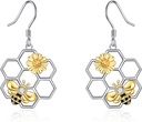 LUHE Bee Earrings for Women 925 Sterling Silver Bumble Earrings with Honeycomb Honeybee Ékszer Dangle Ajándékok Nőknek