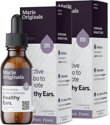 Marie Originals Natural Ear Oil Drops - természetes fül olaj drops - 124; Mullein Fokhagyma olaj cseppek fertőzések megelőzésére, Herbal Far Ache Drops felnőtteknek, Kids & Pets, Soothes Far Pain & Wax Removal, Earache Remedies (2 Pack)