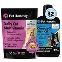 Cat Multivitamin Chews + Omega 3 Fischöl-Ergänzung für Hunde & Katzen - Cat Treats for Health, Immune, Joint Support, Skin & Coat, Digestion, and Overall Wellness | Chicken (30-Day Supply)